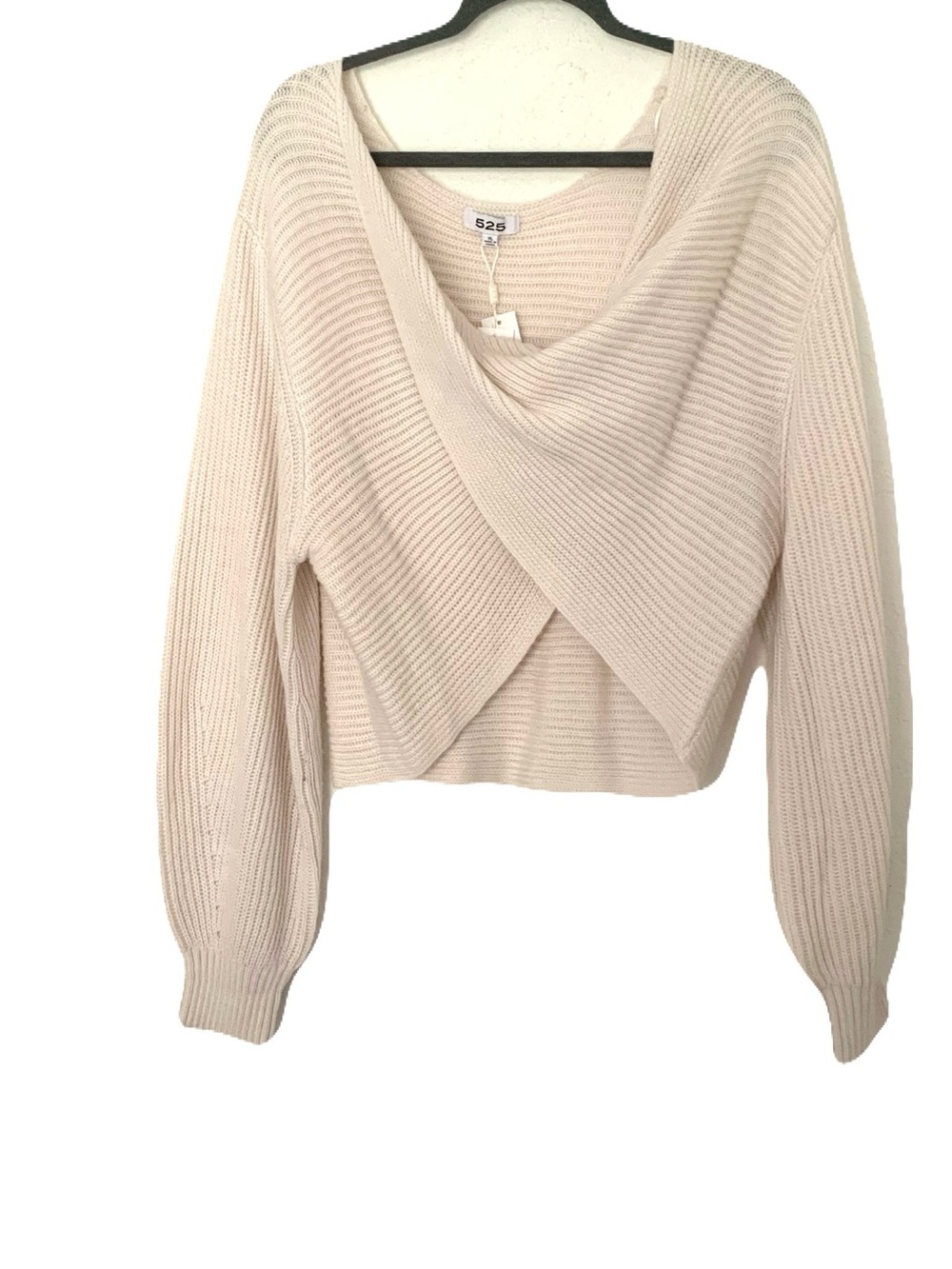 NEW 525 America Bare Draped Cropped Knit Sweater Feminine Flirty Fall Cozy Comfy